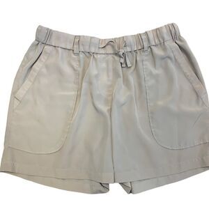 Bcbg Paris beige tan brown dress shorts Sz 10 pockets drawstring belt loops